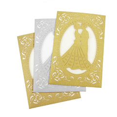 Mr. & Mrs. Laser Cut Glitter Invitations, 7-1/4-Inch, 8-Count