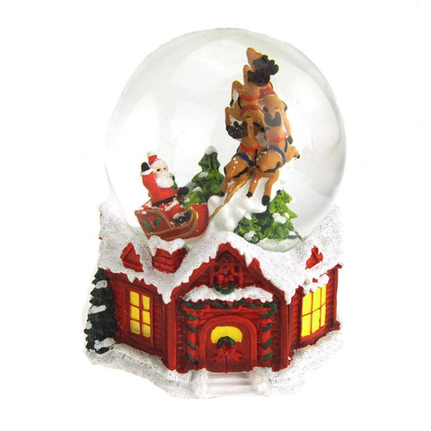 Wind-Up Musical Santa Waterglobe, Red, 5-Inch