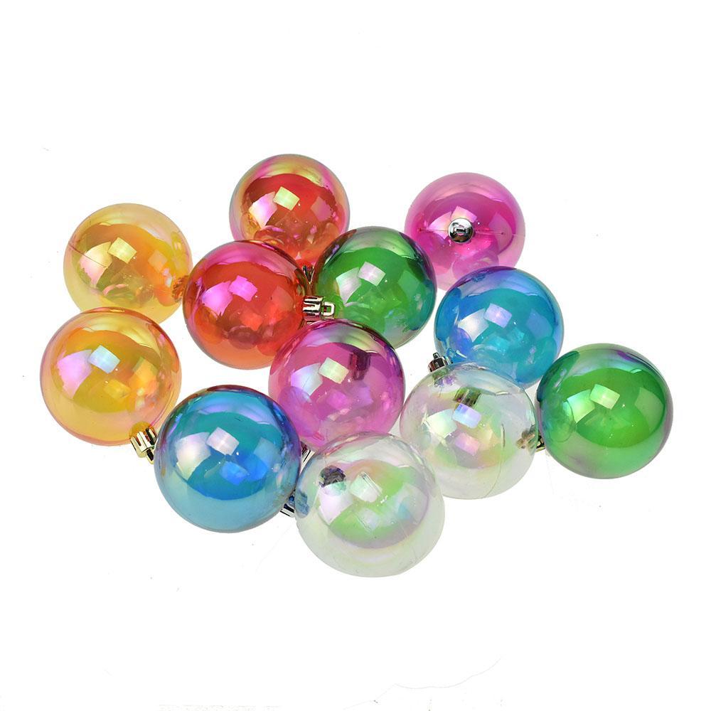 Clear Iridescent Shatterproof Christmas Ball Ornaments, 2-1/4-Inch, 12-Piece