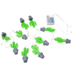 LED Battery Operated Potted Cactus String Lights, 86-Inch