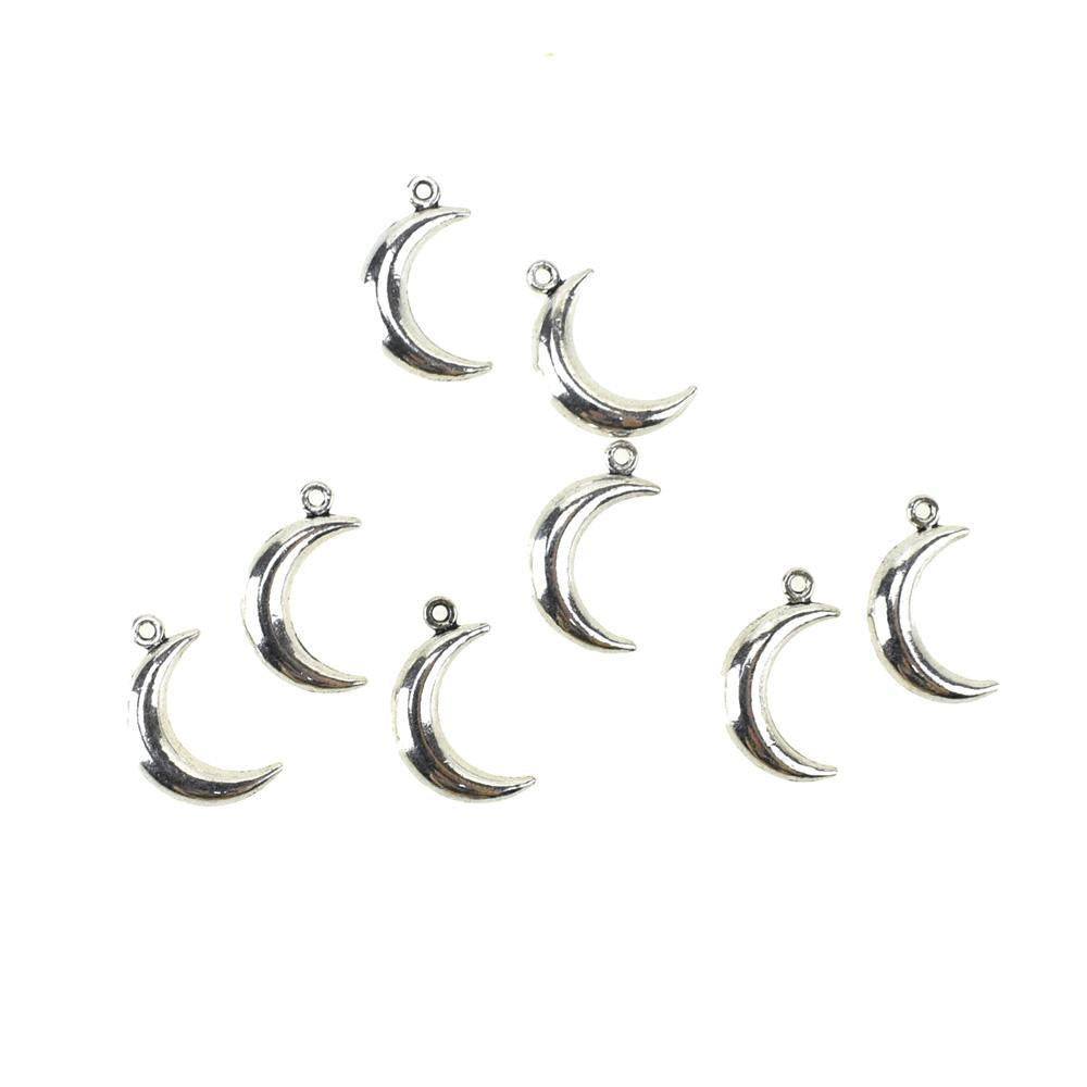 Half Moon Metal Charms, Silver, 3/4-Inch, 8-Piece