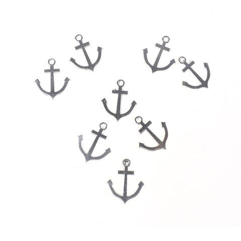 Anchor Metal Charms, Silver, 1-Inch, 8-Piece