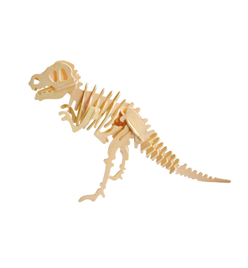 Dinosaur T-Rex DIY 3D Wooden Puzzle, Natural, 9-Inch