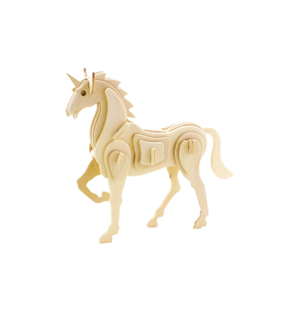 Mythical Unicorn DIY 3D Wooden Puzzle, Natural, 6-1/2-Inch
