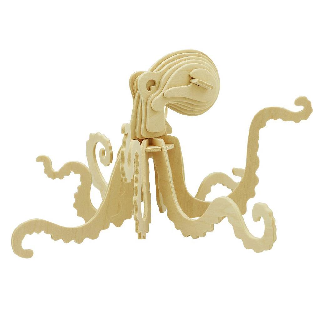 Sea Octopus DIY 3D Wooden Puzzle, Natural, 4-3/4-Inch