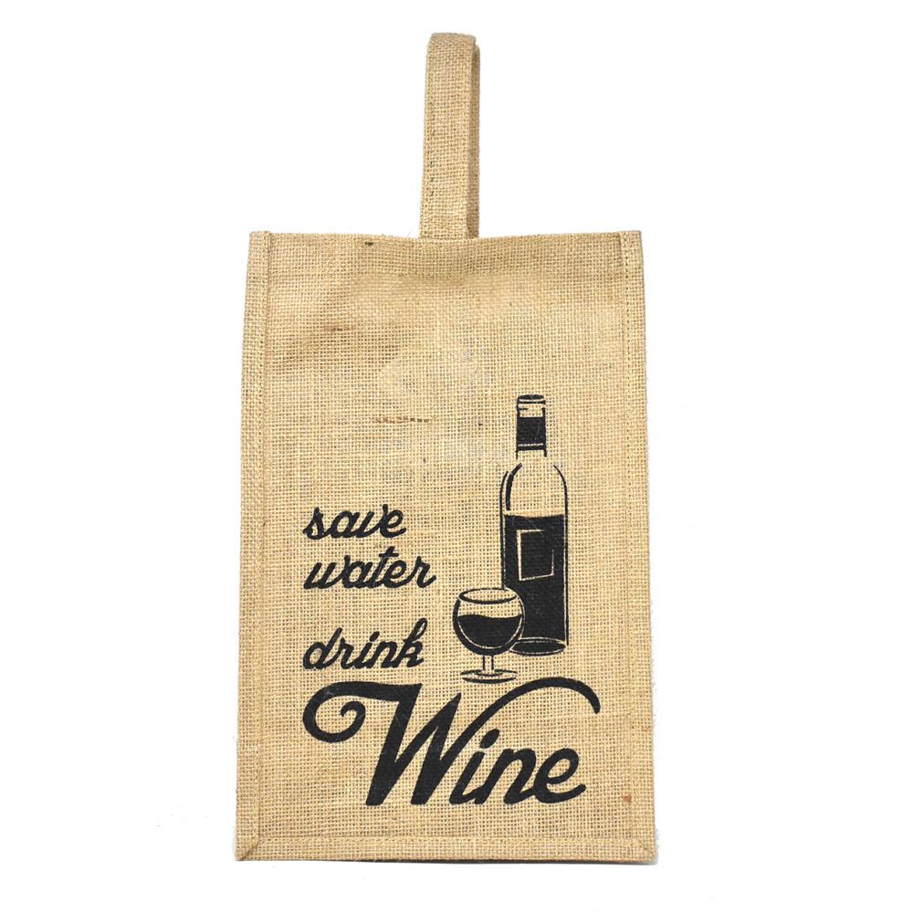 Everyday Natural Jute Wine Double Size Bottle Bag, Natural, 14-Inch