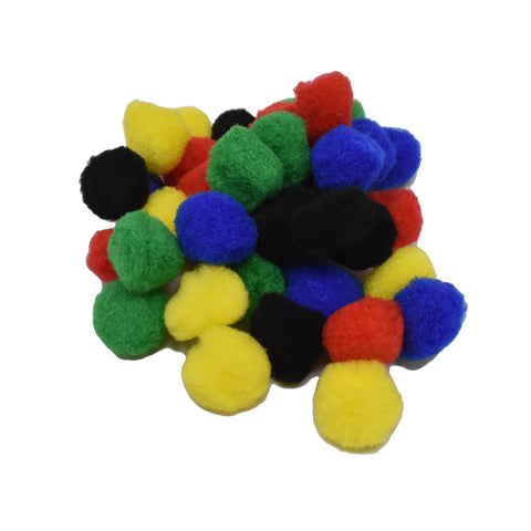 Small Fuzzy Craft Pom Poms, Primary Colors, 1-1/4-Inch, 40-Piece