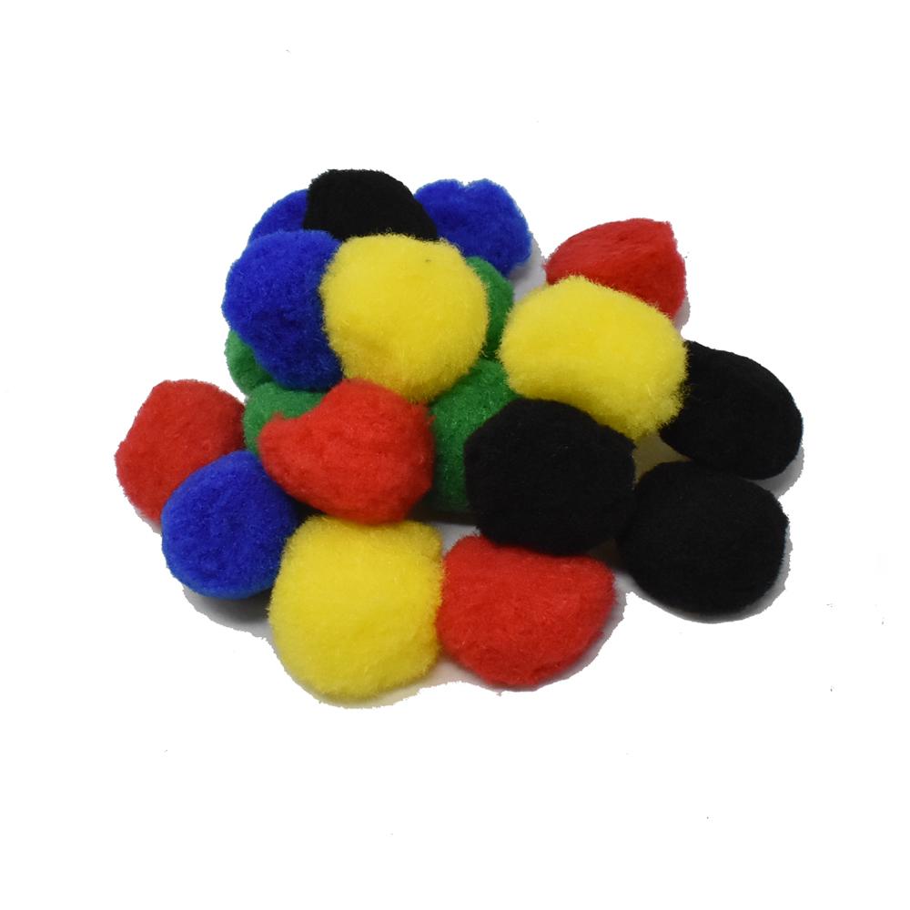 Medium Fuzzy Craft Pom Poms, Primary Colors, 1-1/2-Inch, 20-Piece