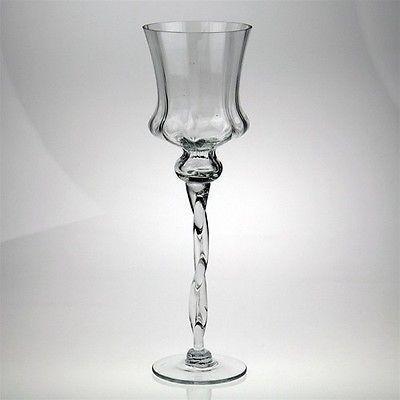 Glass Cup Twisted Stand Candle Holder, 16-Inch