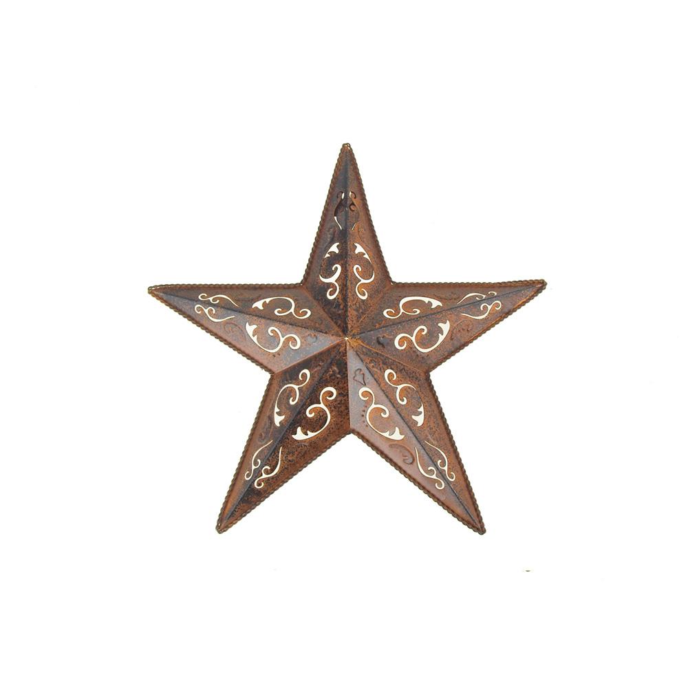 Metal Hanging Rusty Star with Black Lacey Christmas Decor, 12-Inch