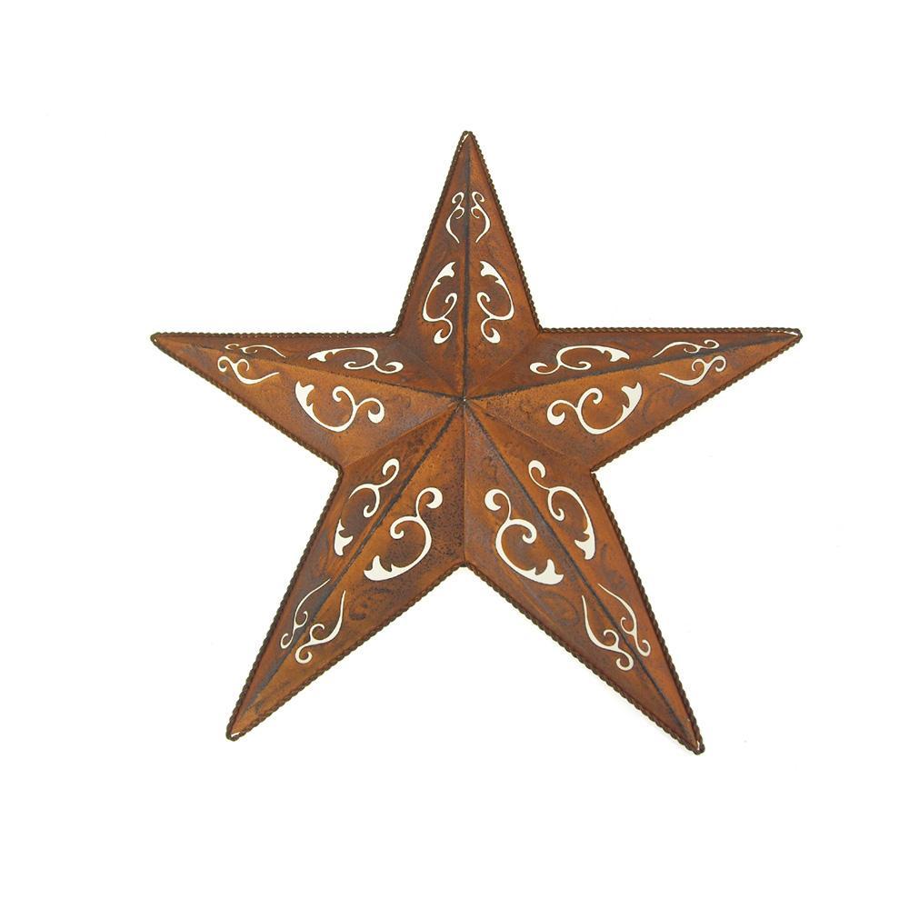 Metal Hanging Rusty Star with Black Lacey Christmas Decor, 18-Inch