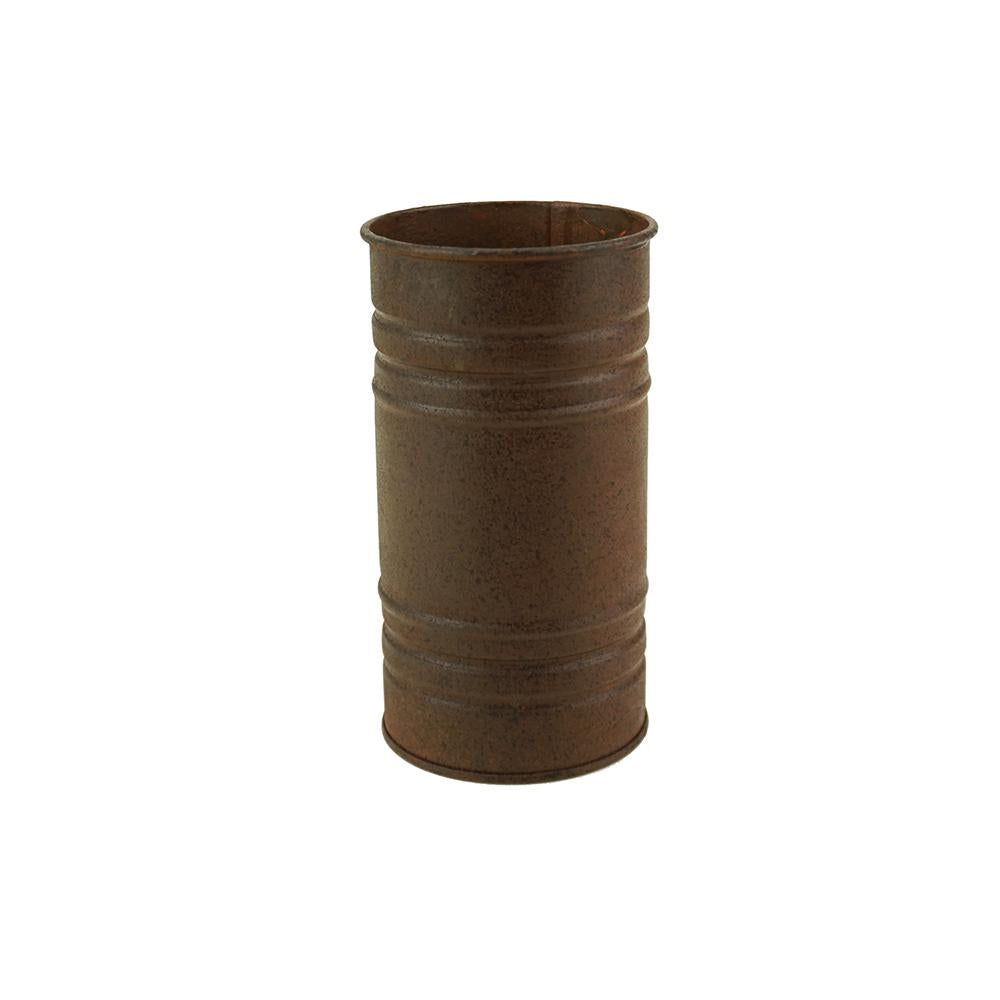 Small Metal Pillar Candle Holder and Vase, Rust, 6-Inch