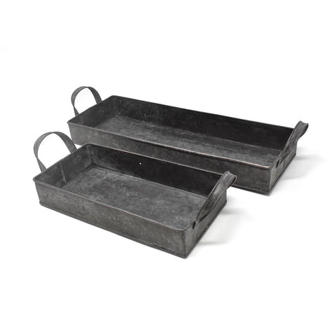 Rectangular Galvanized Metal Display Trays, 2-Piece
