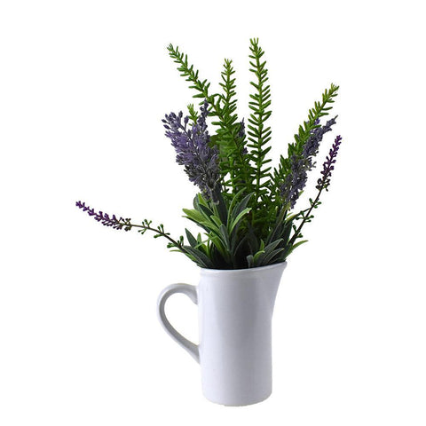 Artificial Lavender and Eucalyptus in Pitcher, 12-Inch