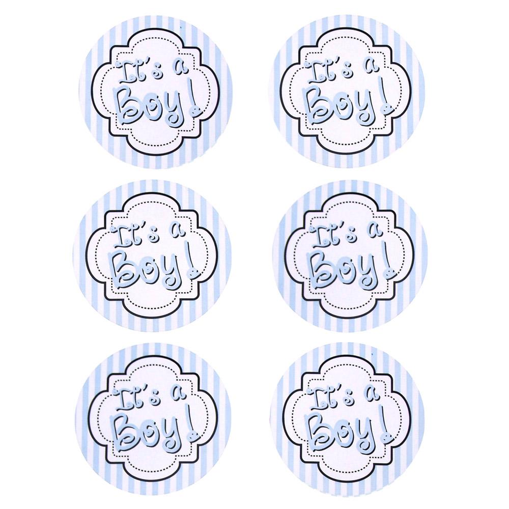 Its A Boy Seal Paper Stickers, Light Blue, 2-Inch, 12-Count