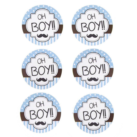 Oh Boy Seal Paper Stickers, Light Blue, 2-Inch, 12-Count