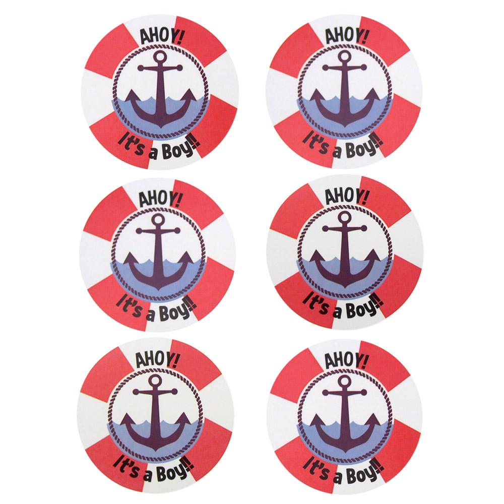 Its A Boy Anchor Seal Paper Stickers, Red, 2-Inch, 12-Count