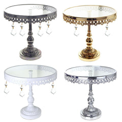 Round Metal Cake Stand with Glass Top, 10-1/4-Inch, 3 Piece