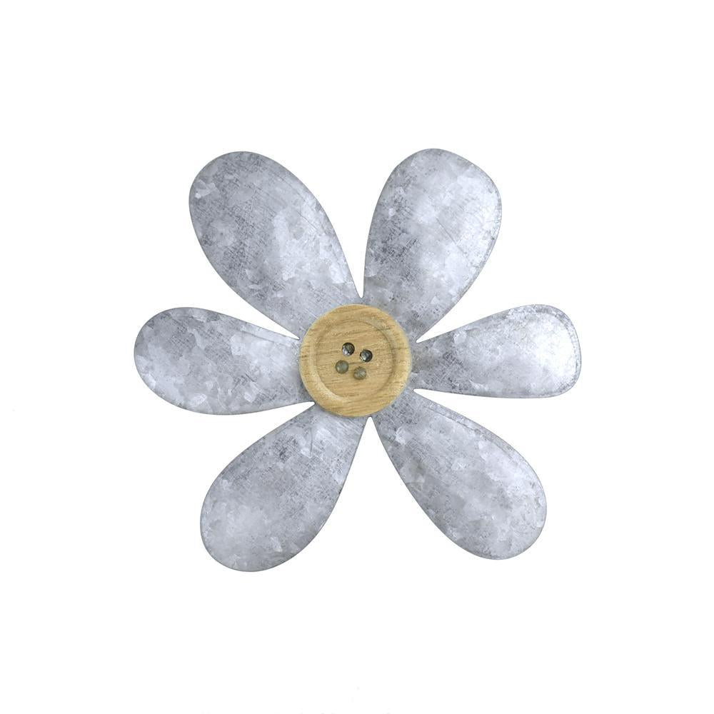 Small Metal Flower with Button Center, 3-1/2-Inch