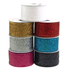 Metallic Disco Bling Christmas Ribbon, 2-Inch, 10 Yards