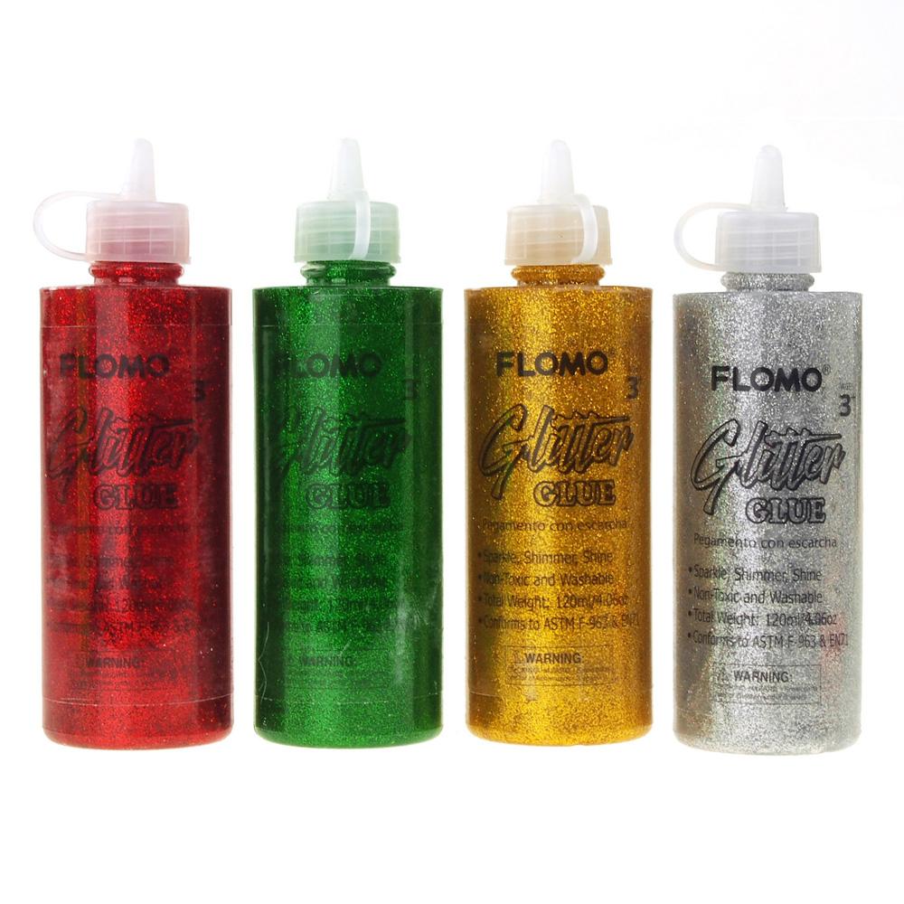 Glitter Glue Squeeze Bottle, Metallic Colors, 120mL, 4-Piece