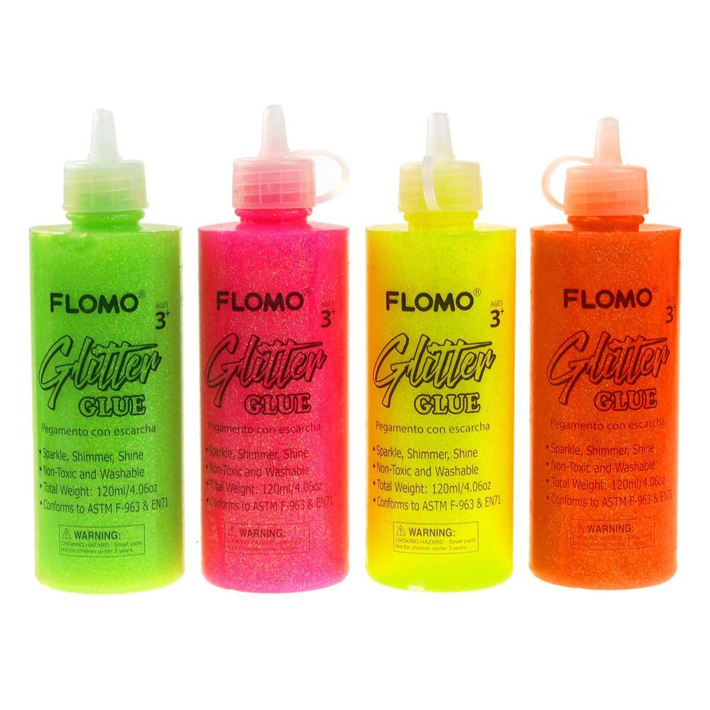 Glitter Glue Squeeze Bottle, Neon Colors, 120mL, 4-Piece