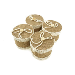 Mini Burlap Favor Gift Boxes, 2-1/2-Inch, 12-Count