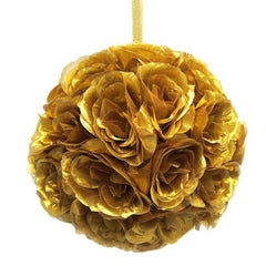 Silk Flower Kissing Ball Hanging Loop Centerpiece Decor, 10-inch