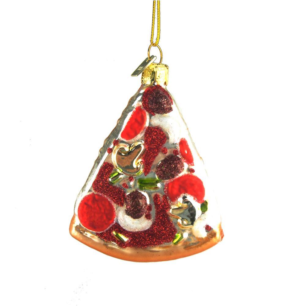 Pizza Slice Glass Ornament, 3-1/2-Inch