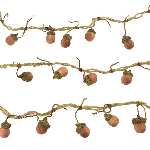 Mini Wooden Acorns Garland, 2-3/4-Inch, 55-Inch