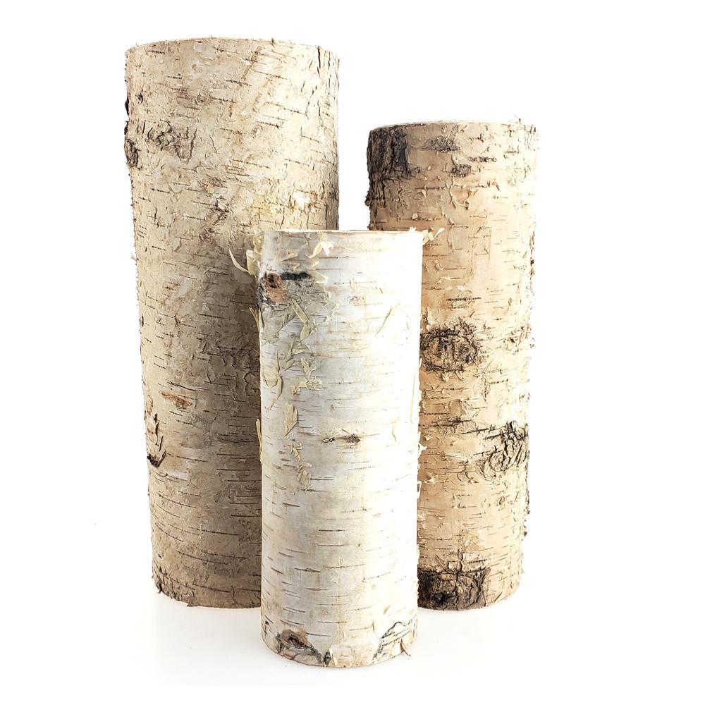 Plastic Birch Wood Vase Containers, 3-Piece