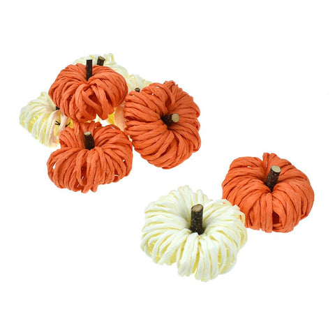 Bagged Raffia Pumpkin Decoration, 1-1/2-Inch, 6-Count