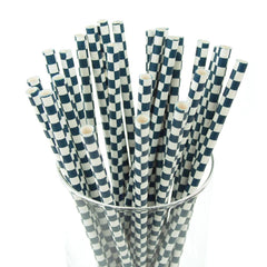 Race Car Checkered Paper Straws, 7-3/4-Inch, 25-Piece