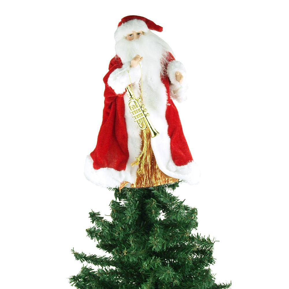 Santa Claus Christmas Tree Topper, Red/White, 9-Inch