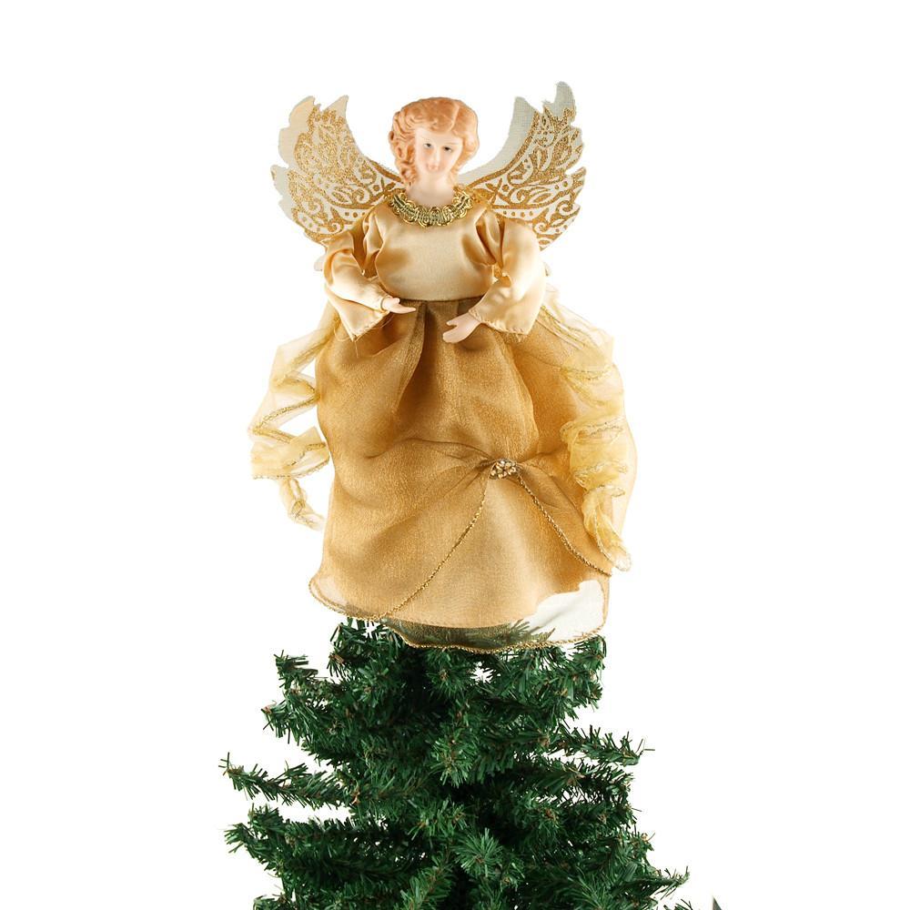 Angel Organza Christmas Tree Topper, Gold, 9-Inch