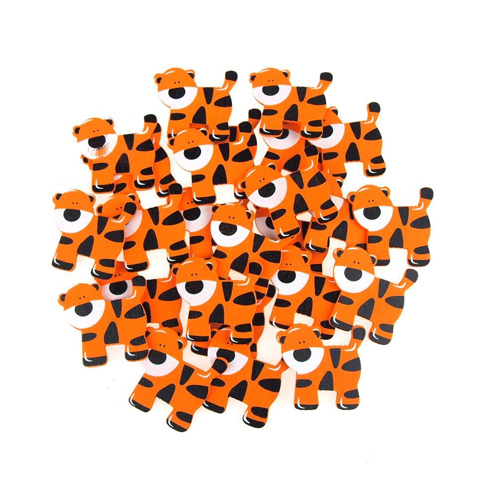 Small Tiger Animal Wooden Baby Favors, 1-1/2-Inch, 25-Piece