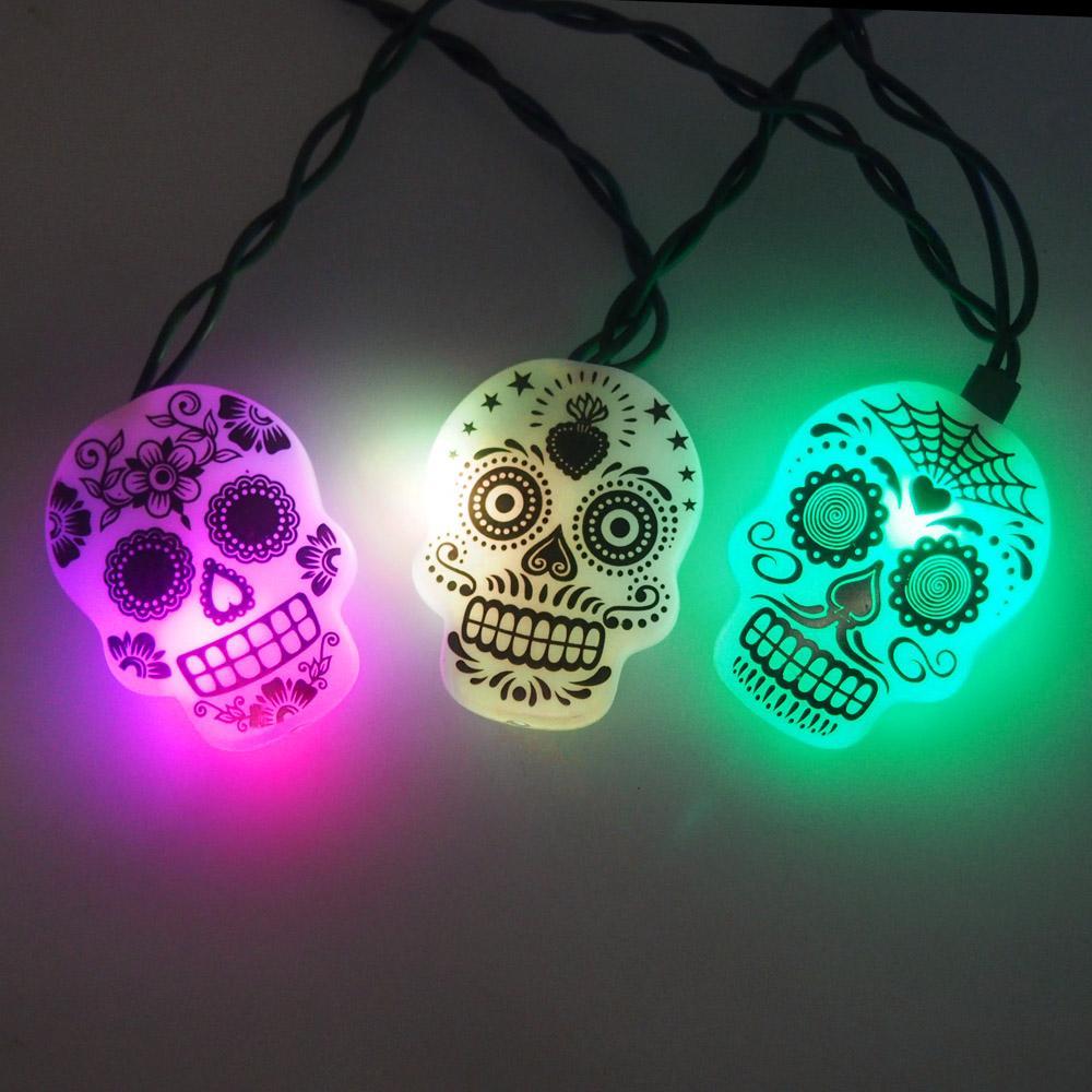 Sugar Skull Multi-Color Changing Light Set, 10 Lights, 12-Feet