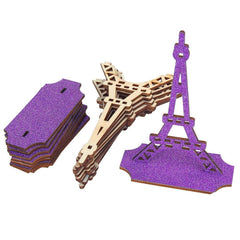 Wooden Eiffel Tower Stand with Glitters, 5-Inch, 10-Piece