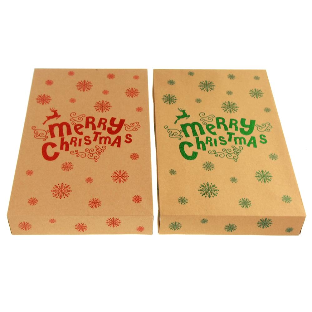 Glittered Merry Christmas Kraft Fold Box, Natural, 14-Inch, 2-Piece