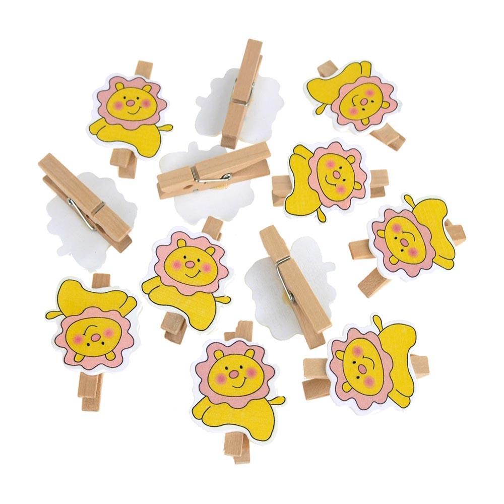 Wooden Lion Clothespins Baby Favors, 2-Inch, 12-Piece
