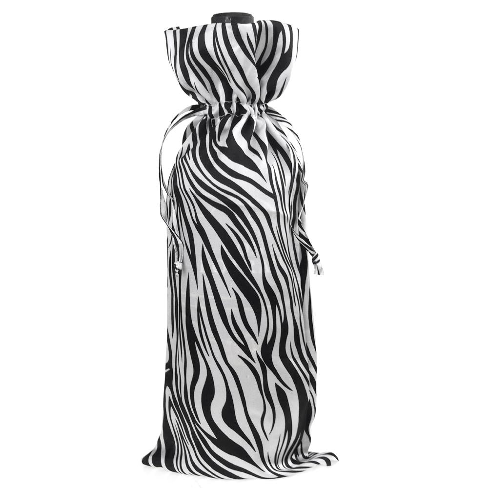 Zebra Stripe Satin Favor Bags, White/Black, 9-Inch x 14-1/2-Inch, 6-Piece