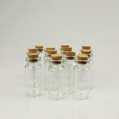 Mini Corked Glass Tube Vial Bottles, 12-count
