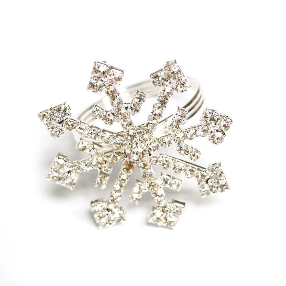 Snowflake Silver Rhinestone Ring Napkin Holder, 2-inch