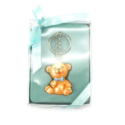 Keychain Favors, 4-Inch, Teddy Bear, Light Blue