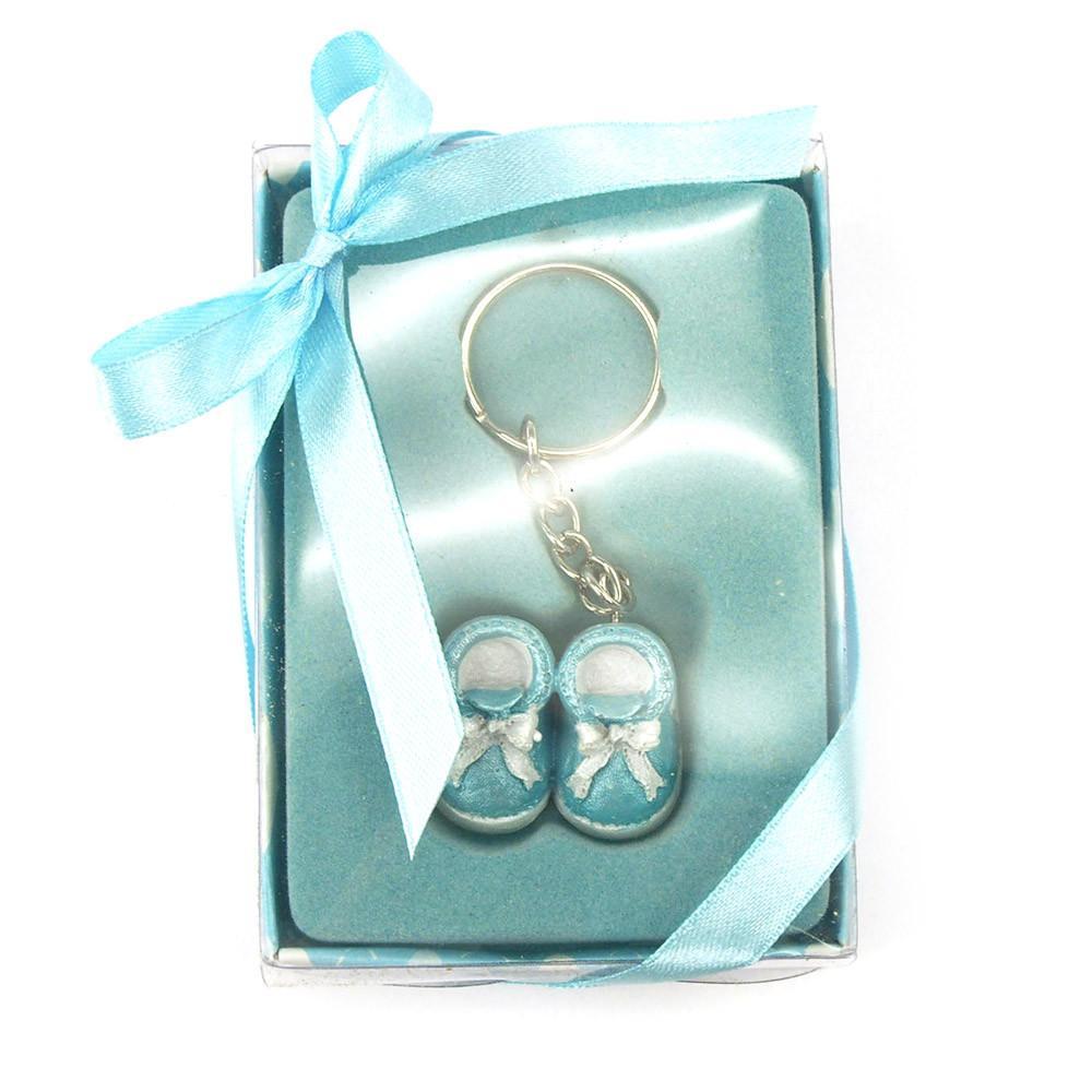 Keychain Favors, 4-Inch, Baby Shoes, Light Blue