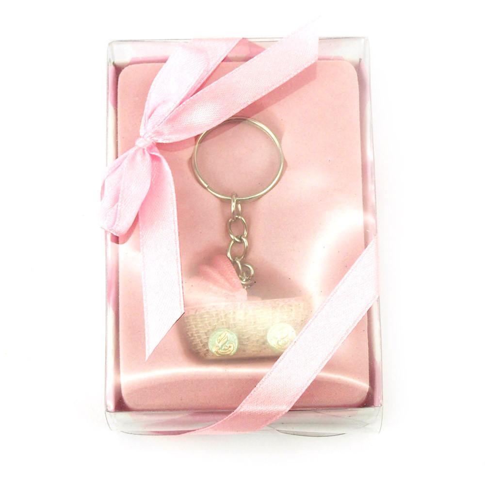 Keychain Favors, 4-Inch, Baby Stroller, Light Pink