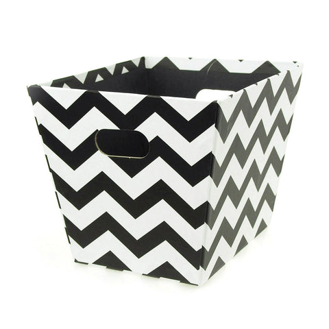 Cardboard Paper Market Tray, Chevron Black, 8-1/2-Inch