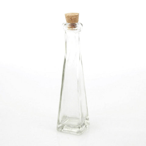 Glass Jar Favors Corked Bottle, 7-inch, Square