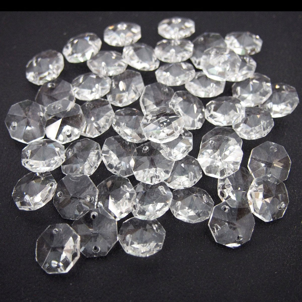 Octagonal Crystal Loose Beads, 1/2-inch, 100-Piece