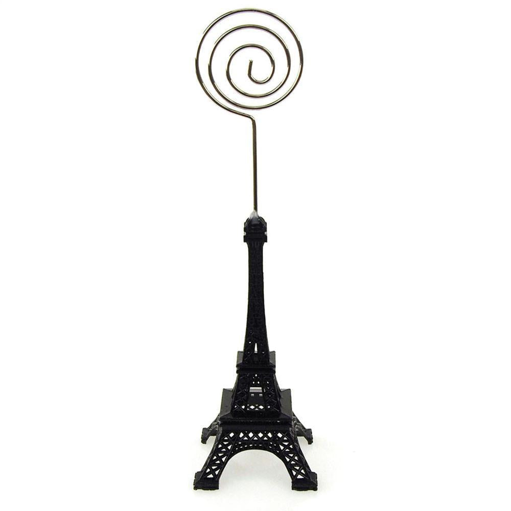 Metal Eiffel Tower Decor Card Holder, 4-Inch, Swirl, Black